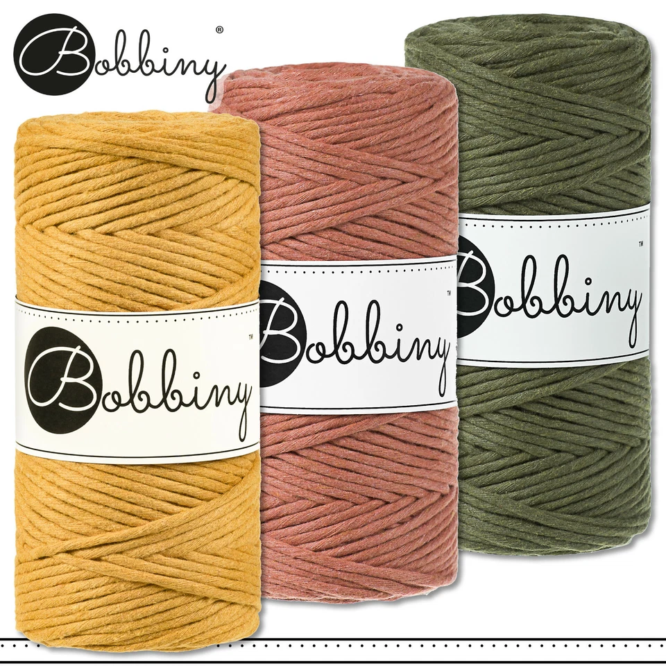 Bobbiny 100 M Filo Di Macramè 3 Mm | Senape + Terracotta + Avocado - Immagine 1 di 1