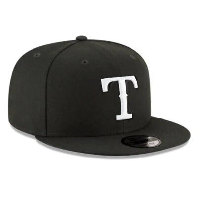 Brand New 9FIFTY Baseball Cap - MLB Texas Rangers Basic Black Snapback Hat - Image 1 of 4