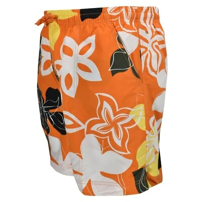 Weekender Men's Maui Hibiscus Island Floral Print Swim Trunk | Orange - Image 1 of 3