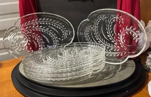 Lot 6 VTG Federal Glass Snack Plates Homestead Pattern Wheat Glass Party - Picture 1 of 10