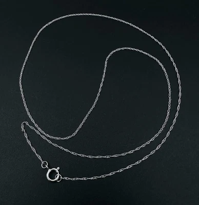 Collar de cadena de eslabones finos delicados de oro blanco sólido de 14K Estate 0,6 mm, 18" Foto 1 de 4