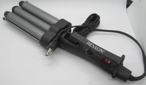 REVLON - JUMBO 3 BARREL HAIR WAVER BLACK/GREY MODEL RV084, 30 HEAT SETTING - Picture 1 of 9