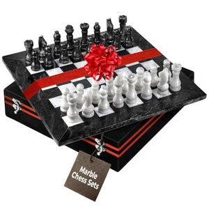 Marble Chess Sets for Adults, Handcrafted Chess Board & Weighted Pieces with ... - Picture 1 of 7