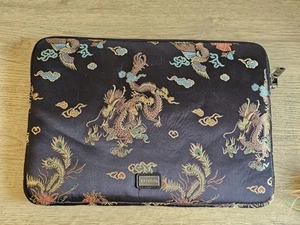 Australia Luxe Co. Bram Tablet Case Black Satin Brocade and Shearling Lined - Afbeelding 1 van 8