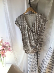 Boden Jersey Top Size 10P Taupe Beige Mix VGC - Picture 1 of 4