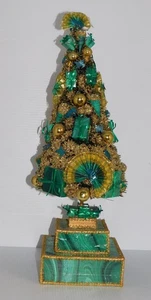 20" FLORETINE BOTTLE BRUSH TREE GIFTS FANS GOLD ORNAMENTS - Picture 1 of 14