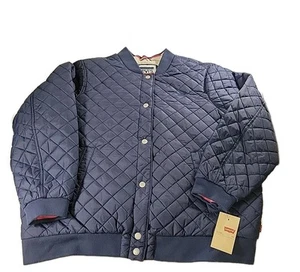 Levi's Women's Diamond Quilted Bomber Jacket, NAVY BLUE /Sherpa Lined, 2X NWT - Picture 1 of 12