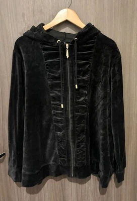 Sudadera con capucha Avenue Velvet para mujer 26/28 negra cremallera completa algodón plisado manga larga Foto 1 de 4