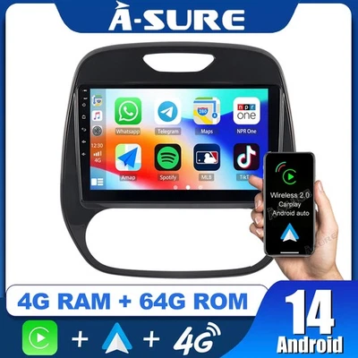 4+64G Android 14 Autoradio CarPlay GPS DSP WIFI Für Renault Captur MK1 2013-2019 - Bild 1 von 4
