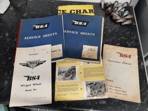 Joblot Of BSA Literature. Service Sheets, Handbooks, Service Wall Chart - Picture 1 of 9