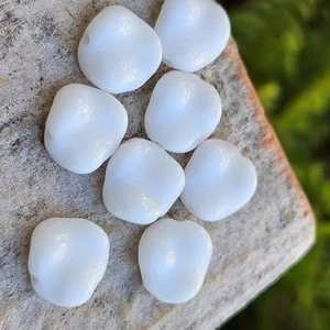 Cuentas de vidrio alemanas vintage blancas lisas con forma de moneda hágalo usted mismo para hacer joyas - Imagen 1 de 2