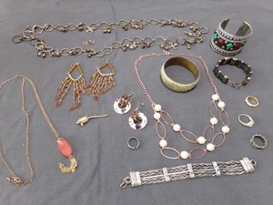Mixed Jewelry Lot of 15 Vintage and Modern Items - Rings, Bracelets, Necklaces + - Picture 1 of 8