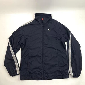 PUMA Dark Navy Blue Zip Up Breathable Training Track Jacket High Neck Women L - Picture 1 of 17