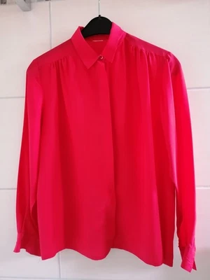 Damen Seiden Bluse Gr. 36 /38 Hemdbluse 100 % Seide Rot  - Bild 1 von 4