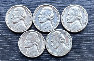 Lot Of 5 Jefferson Nickels Denver Mint 1955, 1956, 1957, 1959, 1964  - Image 1 of 2