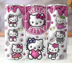 3D Inflated Hello Kitty 20oz Insulated Tumbler with Straw - Stainless Steel Mug - Picture 1 of 6