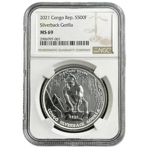 1 oz Silverback Gorilla Coin 2021 | .999 Silver, MS69 - Zdjęcie 1 z 2