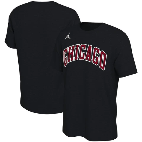 Chicago Bulls Jordan Brand Wordmark Statement Edition T-Shirt - Black Cover