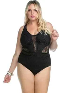 Becca etc. by Rebecca Virtue Plus Size Play Sheer Cut Out Einteiler Badeanzug 3X - Bild 1 von 3