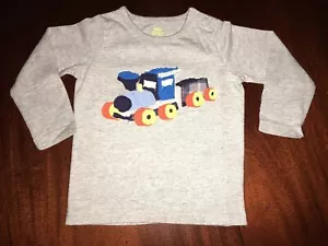 NWT 6-12 Months Mini Boden Gray L/S Tee w/ Precious Train Applicade - Picture 1 of 3