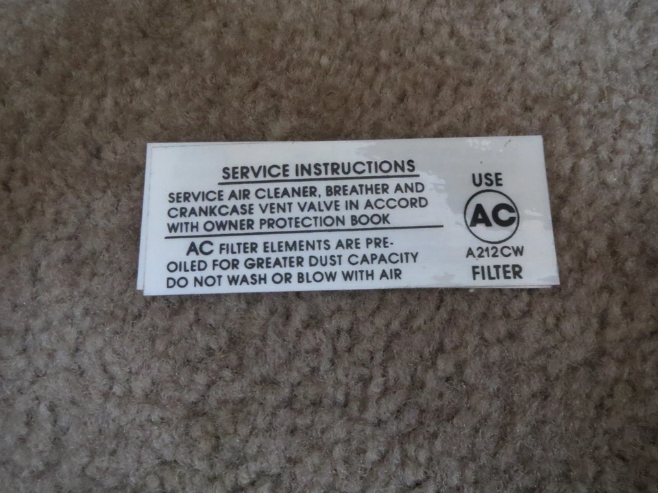 Chevrolet Camaro Chevelle Corvette Impala 396 1967-1969 calcomanía filtro de aire Foto 1 de 1