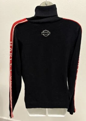 Suéter HARLEY-DAVIDSON Mujer Grande Negro Rojo Cuello Tortuga Motociclista Cálido Foto 1 de 4