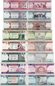 Afghanistan - set 8 pcs 1+2+5+10+20+50+100+500 Afghani - Pick 64-76 UNC random - Picture 1 of 1
