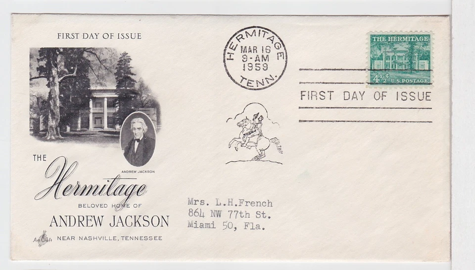 TurtlesTradingPost - The Hermitage 4 1/2 Cent  #1037- 1959 FDC Artcraft - Image 1 of 1