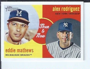 Eddie Mathews / Alex Rodriguez 2008 Topps Heritage Then & Now - Picture 1 of 1