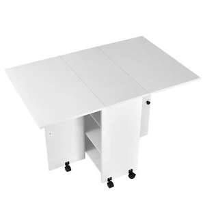 Folding Dining Table Drop Leaf Expandable Kitchen Table 4-6 person White - Picture 1 of 8