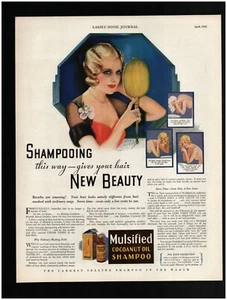 1932 mulgiertes Kokosnuss-Shampoo Originaldruckanzeige ~ kostenloser Versand ~ Earl Christy Kunst - Bild 1 von 1