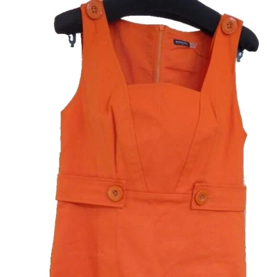 Magaschoni Tangerine Orange Italian Fabric Fitted Pencil Sheath Dress Size 8 - Image 1 of 4