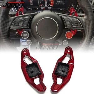 Red Carbon Paddle Shifter Cover For AUDI A3 8Y A4 A5 B9 S3 S4 S5 RS3 RS4 RS5 20+ - Picture 1 of 9