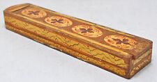 Vintage Wooden Pencil Stationary Box Original Old Hand Crafted Fine Painted