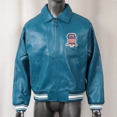 AVIREX Men's ICON Leather Jacket In Teal Size M - image 1 of 4