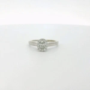 14k White Gold Oval Diamond Cluster Ring - Size 7.5 (C31005601) - Picture 1 of 4