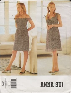 Vogue 2416 Anna Sui Cottagecore Y2K Flirty Kleid Muster Gr 12 14 16 ungeschnitten - Bild 1 von 4