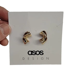 Golden Twist Drop Earrings Plated Brass Plated Fashion Jewelry - Picture 1 of 5