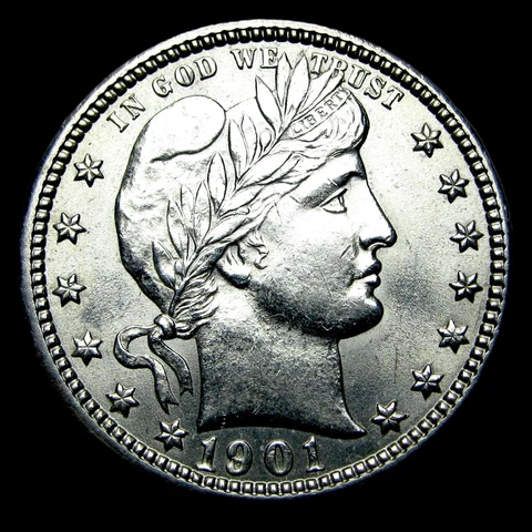 1901 Barber Quarter Silver  ---- Gem BU Stunning Coin ---- #QQ948 Cover