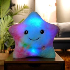 Star Pillow Multicolor With Light 9 Inch Stuffed Animal Plush Toys Fluffy Gifts - Picture 1 of 1