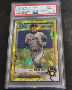 2021 Bowman Draft Chrome 1st Sal Frelick Sapphire Yellow /99 #BDC172 PSA 10 - Picture 1 of 2