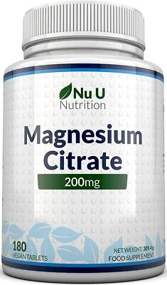 NU U NUTRITION Magnesiumcitrat 200 mg Versorgung für 6 Monate 180 Magnesium-Tabletten