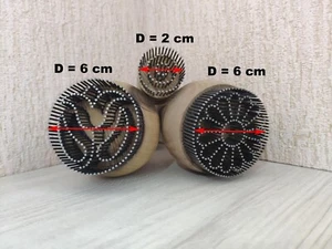 Juego de 3 estampillas tradicionales de pan uzbeko (chekich) para hermosos patrones de 6 cm - Imagen 1 de 9