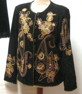 NUEVO TRAJE INDIGO MOON BOHO EXTRAVAGANTE CHAQUETA BORDADA Y FALDA CON FLECOS REINO UNIDO S/M  - Imagen 1 de 4