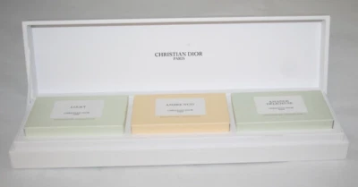 Christian Dior Juego de 3 Jabones Perfumados Lucky, Ambre Nut, Amande Delicieuse RARO Foto 1 de 4