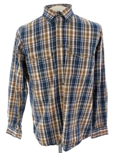 James Pringle Shirt Flannel Blue Check Cotton Plaid Chest Pockets M - Picture 1 of 12