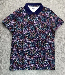 New Lands' End Women's Supima Short Sleeve Mesh Cotton Polo Floral Blue L - Picture 1 of 14