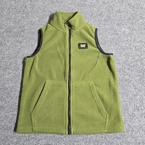 CAT Caterpillar Jacket Boy Small 7 Green Fleece Vest Full Zip Up Sleeveless Work - Picture 1 of 6