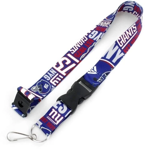New York Giants Football NFL Dynamic Lanyard Key Ring Keychain w/ Safety Clip Cover