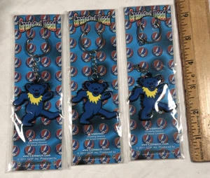 Lot Of 3 Grateful Dead Blue Dancing Bear Rubber Keychain 2011 NIP Licensed - Picture 1 of 4